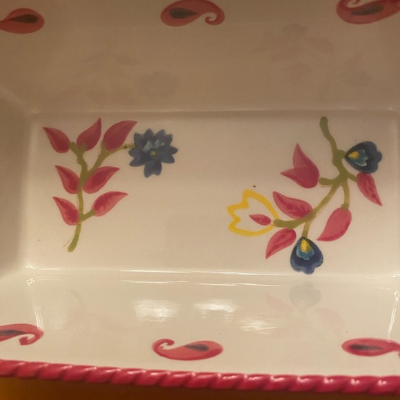 vb Loaf Pan with Lid Two Handles Ceramic Flowers Poinsettias - Picture 14 of 14